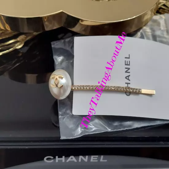 ~ 1 CHANEL ~ Gold Tone Hair Pin Faux Pearl & Rhinestones ~New & Rare ~