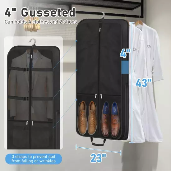 MISSLO Carry on Garment Bags for Travel with Shoulder Strap 43 Suit Bags for M