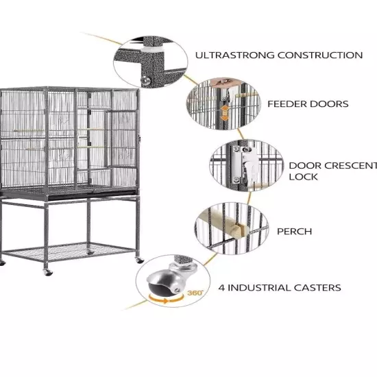 Yaheetech 52-inch Wrought Steel Standing Large Bird Cage with Stand New