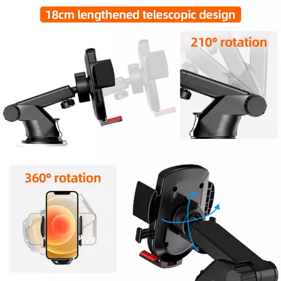 360° Universal Car Mount Holder Stand Windshield Dashboard For Mobile Phone GPS