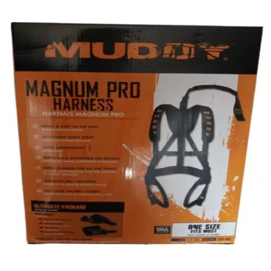 Muddy Outdoors Magnum Pro Padded Adjustable Treestand Harness System, Black- NEW