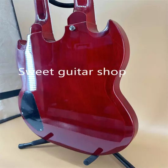 Red Electric Guitar SG Double Wine 6+12-Strings HH Pickup Fixed Bridge Fast Ship