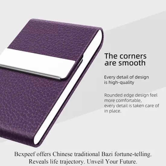 Business Card Holder/Case with Premium PU Leather and Stainless Steel for Men an