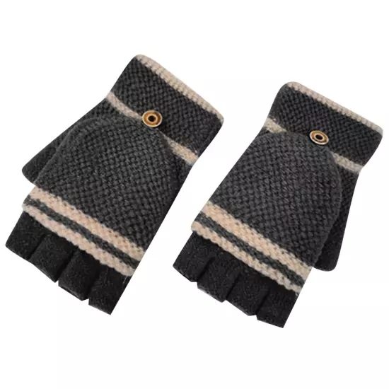 Winter Knitted Flip Gloves For Men And Women Adult Fingerless Reverse Cover Warm