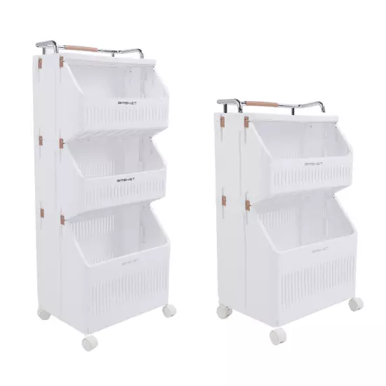 Rolling Storage Cart Multifunction Utility Rolling Storage Organizer Folding