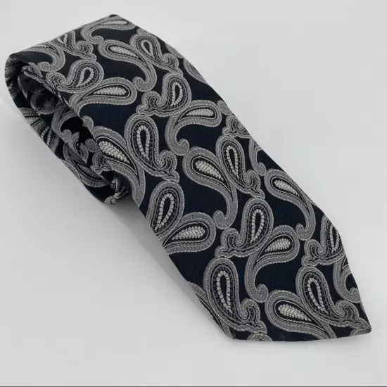 Black and silver paisley tie Michael by Michael Kors 100% silk tie