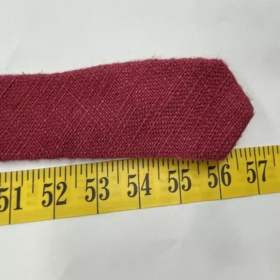 John Henry Cotton Linen Burgundy Red Thin Skinny Vintage Necktie Tie 2.5" x 57"