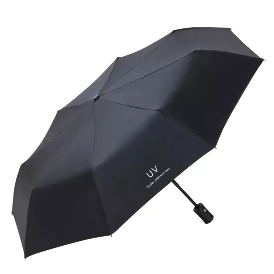 Automatic Black Umbrella Anti-UV Sun/Rain Windproof 3 Folding Compact Umbrella