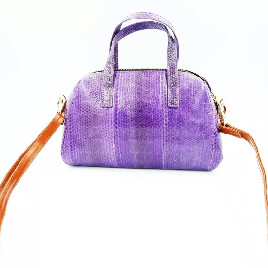 New Purple Genuine Sea Snake Leather Skin Women Shoulder Handbag Purse.