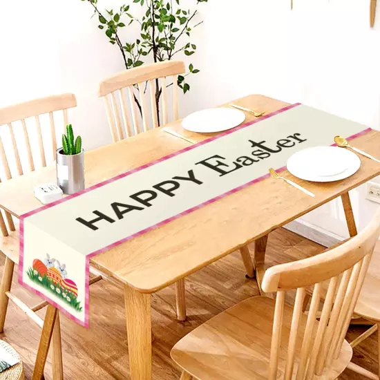 2024 Easter Table Flag Bunny Holiday Linen Printed Table Decoration Flag Heat