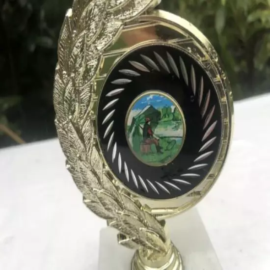 Vintage Fish Fishing Angling Italian Marble Base Gold Trophy Award