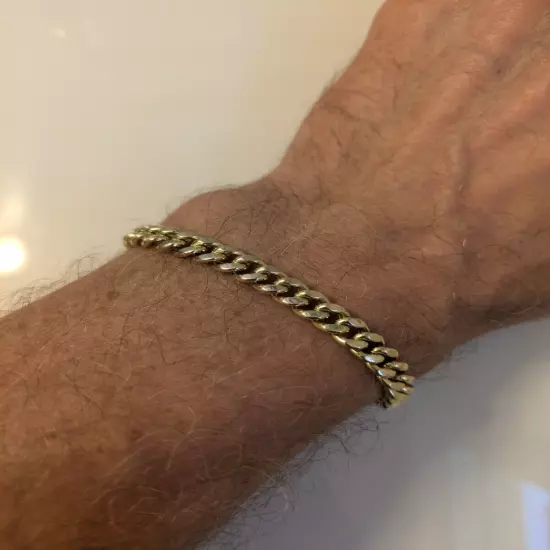 14k Cuban Link Bracelet Hollow Yellow Gold 8.5" 12g 6.35mm