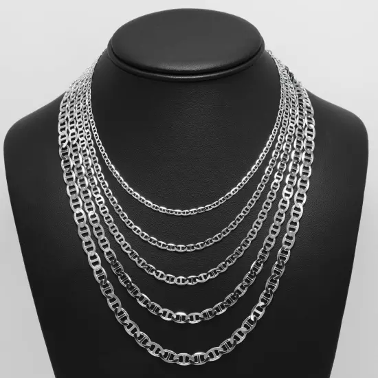 Mariner Link Chain Solid Sterling Silver 925 Italy All Sizes