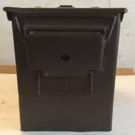 VINTAGE BROWN METAL AMMO STORAGE BOX 10 X 12 X 6 