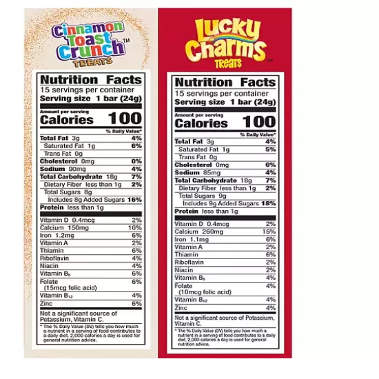 60 pk: Cinnamon Toast Crunch and Lucky Charms Treat Bars, Variety (2-Pack of 30)