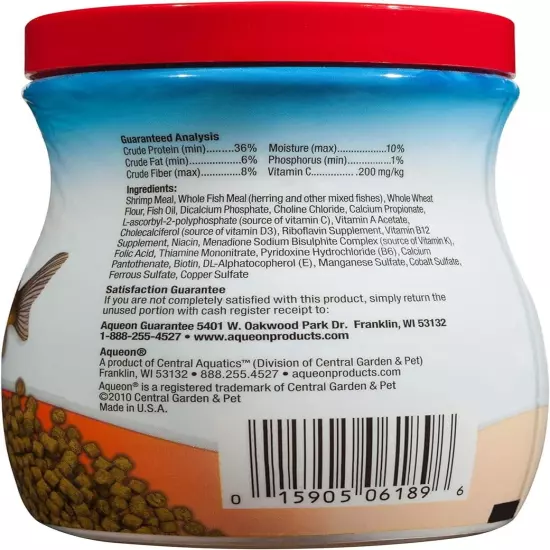 Aqueon Shrimp Pellets Sinking Food for Tropical Fish Goldfish Loaches Catfish