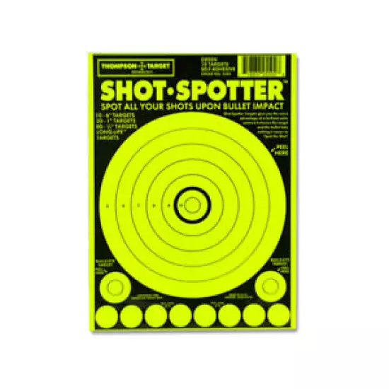 Thompson Target Shot Spotter Green Ultra Bright Adhesive Shooting Targets 6"x9"