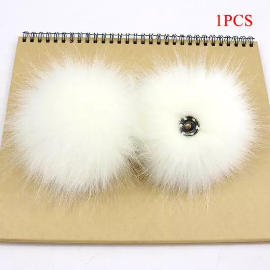 Fluffy Faux Fox Fur Pompom 8cm Pom Poms Ball with Dark Buckle DIY for Hat Bags"