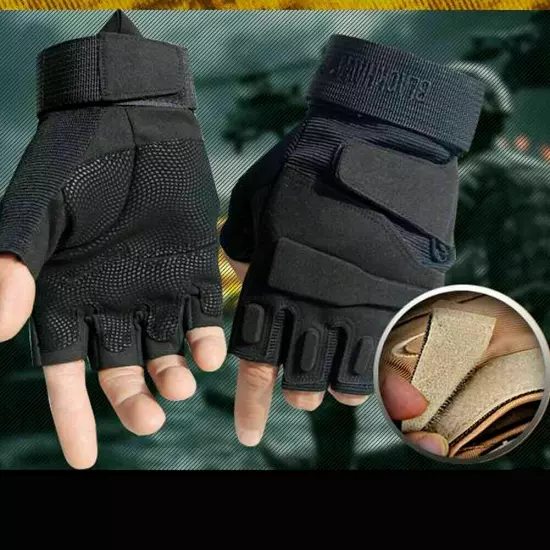 Tactical Military Fingerless Gloves Mens Outdoor Cycling Half Finger Gloves USA