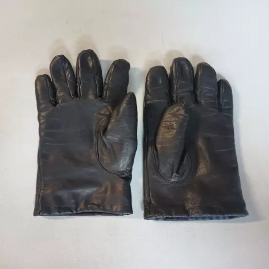  Isotoner Black Leather Cashmere Lined Gloves Women's Size 7.0 