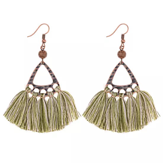 Fashion Women Bohemian Earrings Long Tassel Fringe Drop Dangle Ear Stud Jewelry