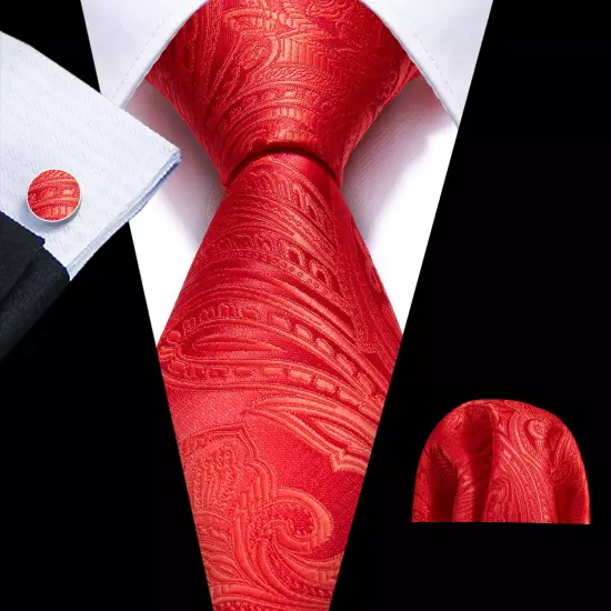 USA Mens Tie Striped Paisley Solid Paisley Necktie Hanky Cufflink Set Wedding