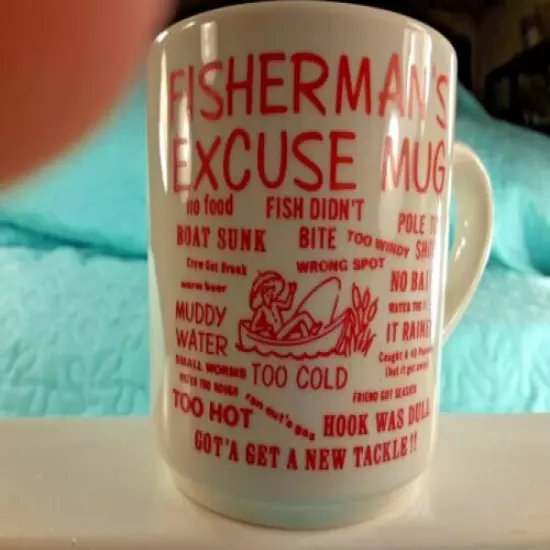 FISHERMAN'S EXCUSE MUG 3.25" Tall, Coffee Mug Tea Cup NEW