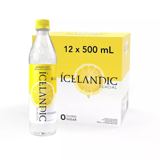 12 Count, Icelandic Glacial Sparkling Water, Tahitian Lime, 500 ml