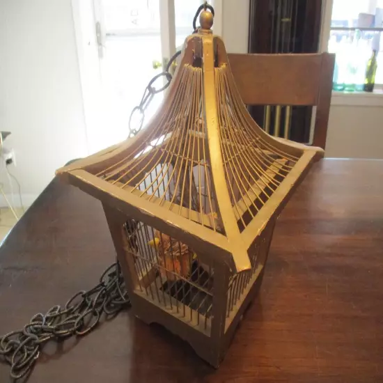 WOODEN & WIRE MINNING HANGING BIRD CAGE MINE SHAFT BIRD CAGE