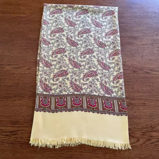 Tootal Vintage Made in England men women yellow beige paisley opera scarf