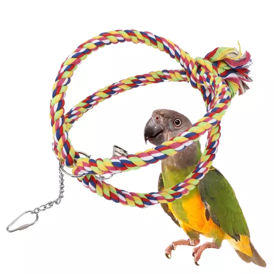 Parakeet Bird Ring Toy Cotton Rope Stainless Steel Wire Circle Ring For Pet AD5