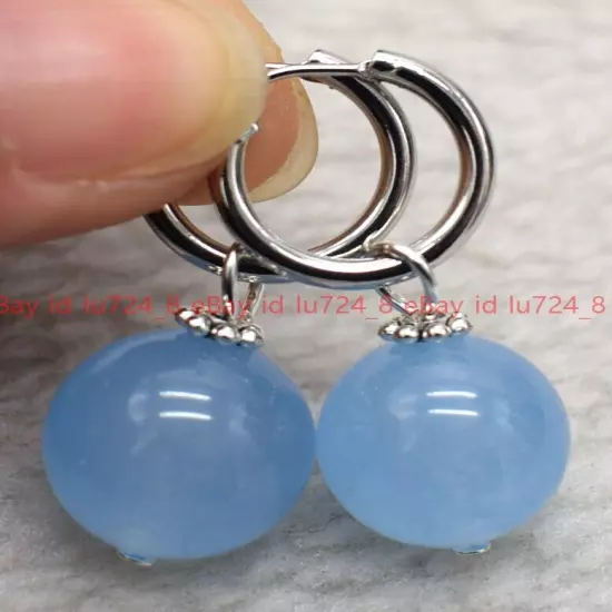 8/10/12mm Natural Multicolor Gemstone Round Beads Silver Leverback Earrings