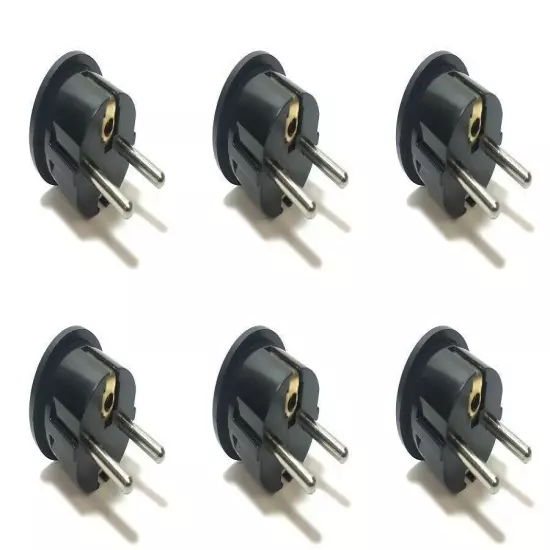 6PC American To European Plug Adapter Type E F USA To EU Round Pin Schuko Plug