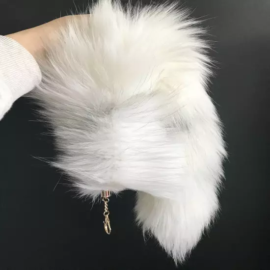 70cm Long Real Fox Fur Tail Funny Toy Adult Games Cosplay with Keychain Pendant