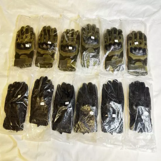 USA Tactical KNOCKER Gloves Rubberized Knuckle Lot Of 16 Blk /Grn Large