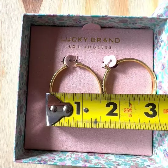 Lucky Brand Gold Pave Hoop Earrings NWT