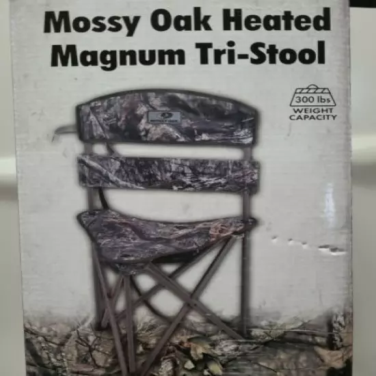 Mossy Oak Folding Heated magnum tri-stool 300lb capacity 