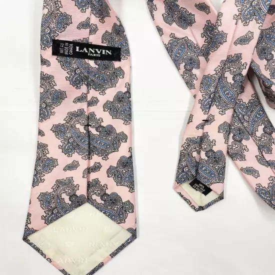 Lanvin Paris Pink Paisley Necktie Silk Tie 3" x 59"