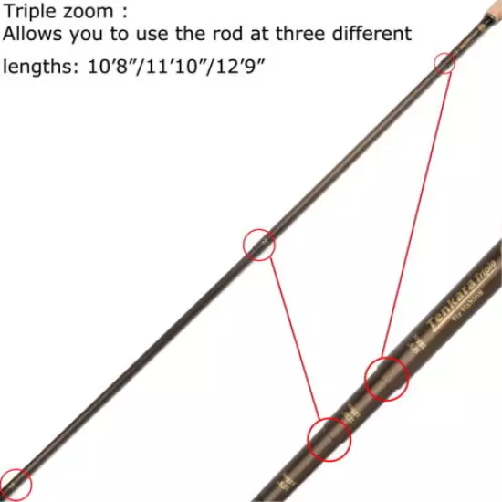 10'8"/11'1"/12'9" Telescoping Fly Rod Combo Tenkara Fishing Pole&Line&Box&Flies