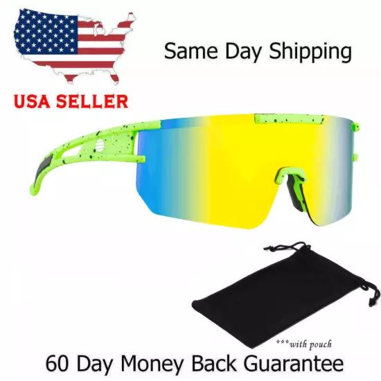 Oversized One Piece Lens Sports Shield Baseball Cycling Sunglasses Mirror