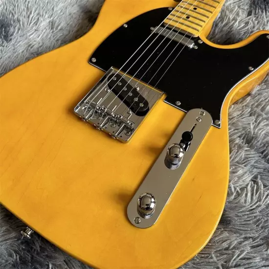 New caster yellow electric guitar with maple neck shipping quickly