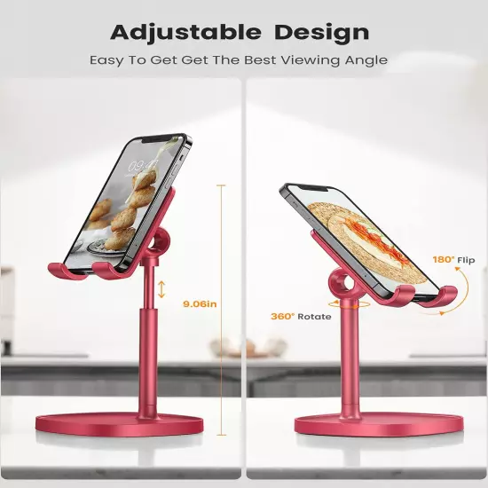 Cell Phone Stand,Angle Height Adjustable Stable Cell Phone Stand for Desk,Sturdy