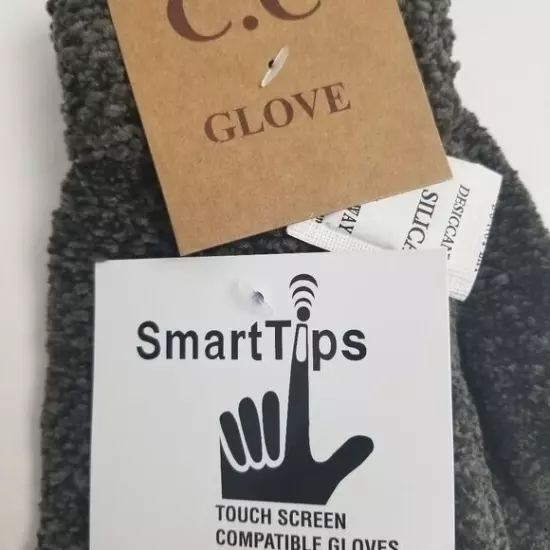 C.C. Grey \ Brown Chenille Knit Smart Touch Gloves Women's One Size