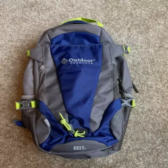 Outdoor Products 13L Hydration Backpack Blue/Grey/Green (2L Hydration Bladder)