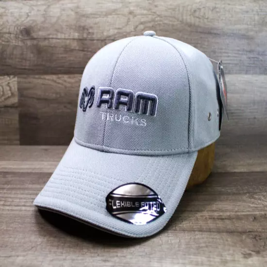 NWT-Ram Trucks Mike Terry Auto Gray A-Flex Fitted Hat Cap Unisex Adults M/L