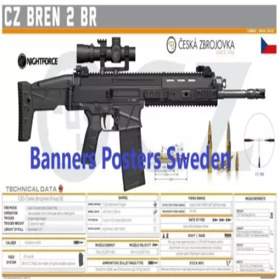 CZ BREN 2 BR Banner Poster 3x5ft Flag Assault Rifle Decal Parts Gun Česká M337 