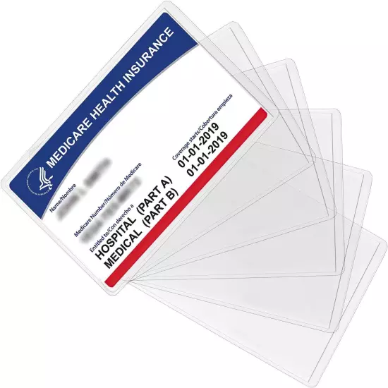 5 Pack - Medicare Card Holder Protector Sleeves - Clear Vinyl Credit Card Covers