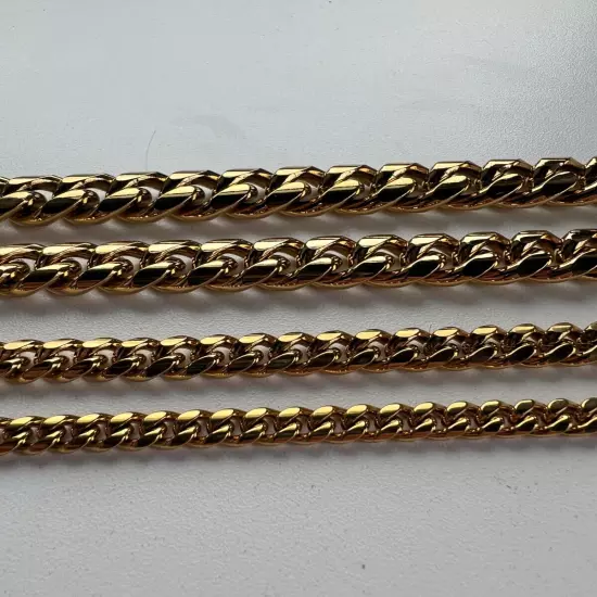 14k Gold Plated Stainless Steel Miami Cuban Link Bracelet Chain With CZ Clasp