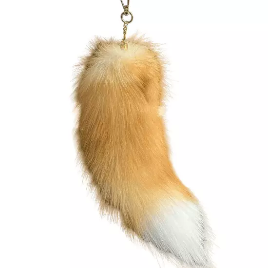 Huge Fluffy Faux Fur Fox-Tail Keychain Pompoms Bag Pendant Gift for Women Girl