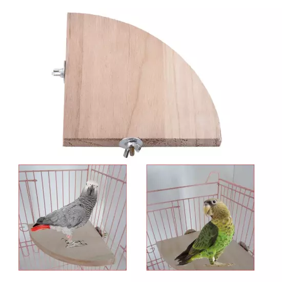 Bird Cage Perch Stand Platform Wooden Fan Shape Hamster Small Animal LLI